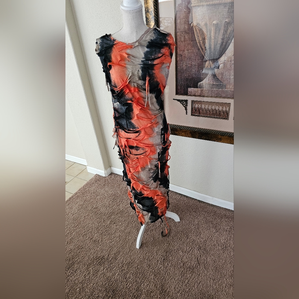 Edgy Multicolor Distressed  Dress